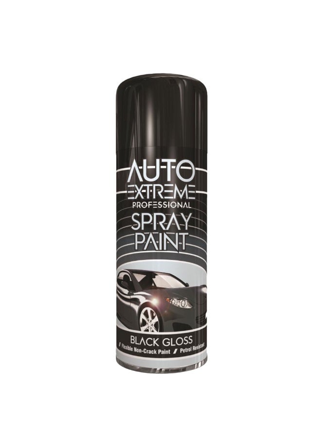 Auto Extreme Black Gloss Spray Paint Aerosol, 400ml, Features Flexible, Non-Crack Paint That Is Petrol Resistant And Quick - Drying, Ensuring a Perfect Gloss Finish For Your Projects. - Image 1